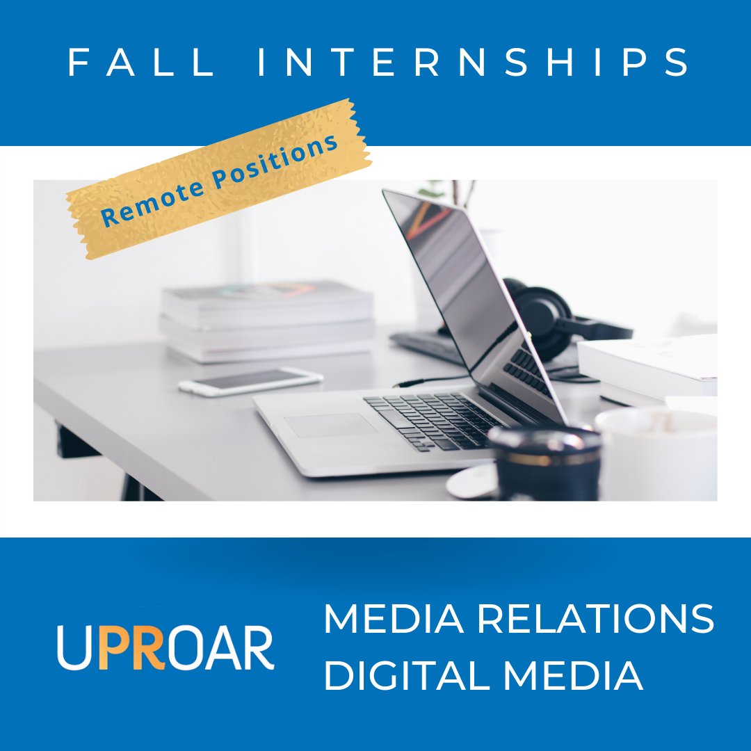 UproarByMoburst's tweet image. We&apos;re now accepting applications for our (fully-remote) Fall #PR Internship program for Media Relations and Digital Media. Apply online at UproarPR.com/Culture 
#PRinternships #internships #fallinternship #publicrelations #uproarpr