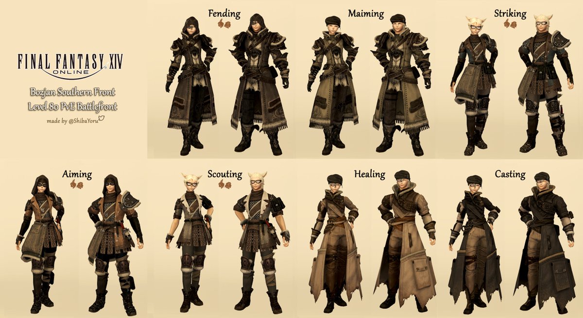 #ff14_compilation #FFXIV #glamour 
Bozjan Gear.
Bozjan Southern Front (Level 80 PvE Battlefront).