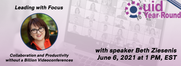 ISDAssociation's tweet image. It's time to stop wasting time on billions of #videoconferences, and start increasing productivity! #UIDYearRound is back with speaker Beth Z to help you discover 5 easy-to-implement techniques to lead with focus. @UIDYearRound 
Click here and register: ow.ly/lSuq50F1p3v