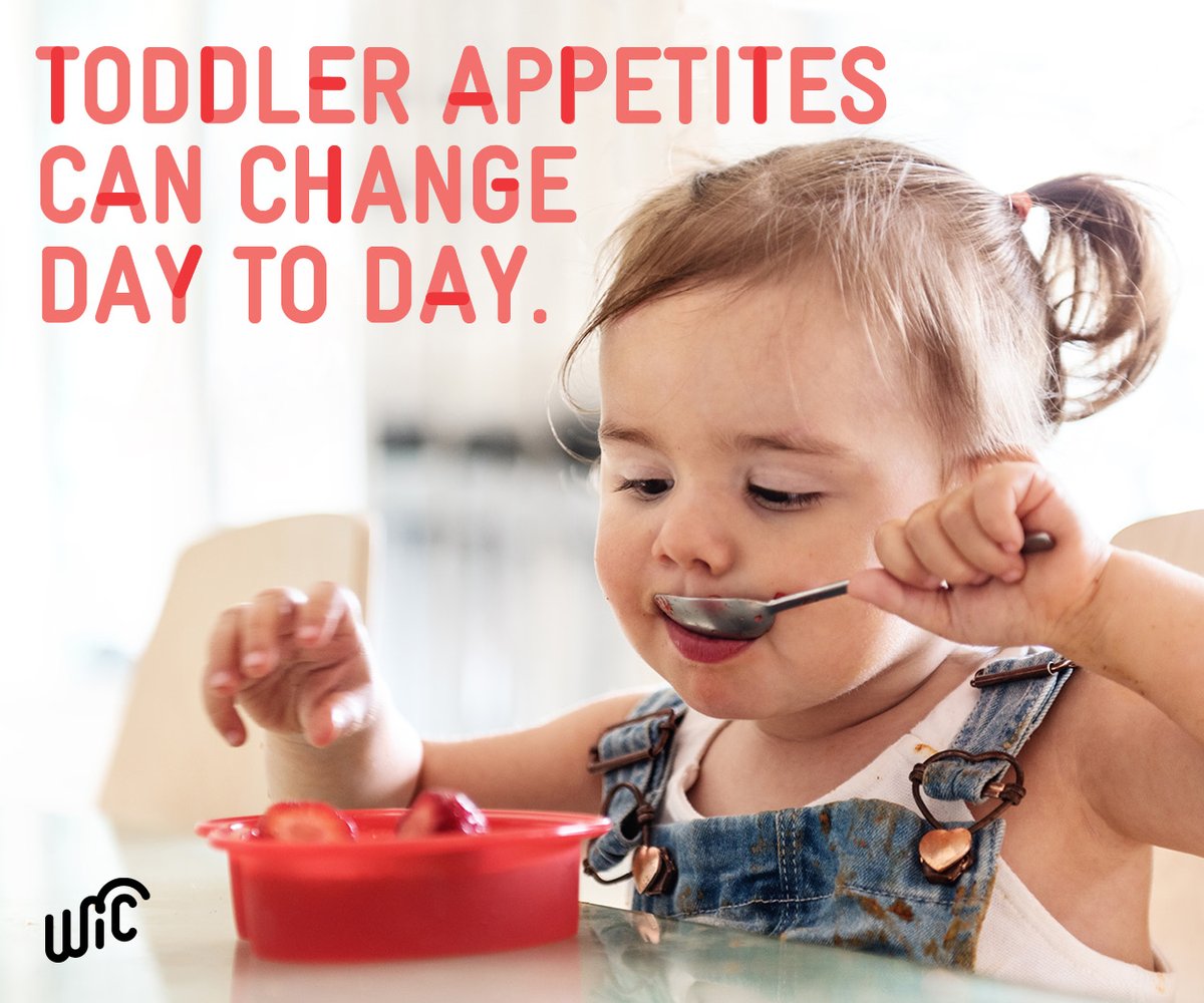 Does your toddler seem to eat a lot one day and almost nothing the next? It’s totally normal. Toddler appetites change from day to day. Just keep offering her healthy food and respect her ability to know if she’s hungry or full. Ask your local WIC staff if you have any questions.
