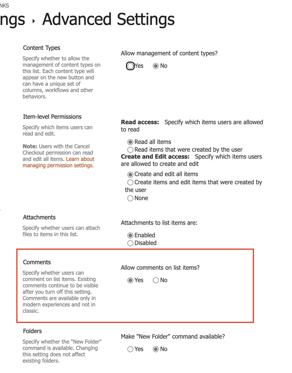 You can now disable the “Comments” feature of a #SharePoint list from the advanced settings of the list 👍🏻 #Office365 #Microsoft365