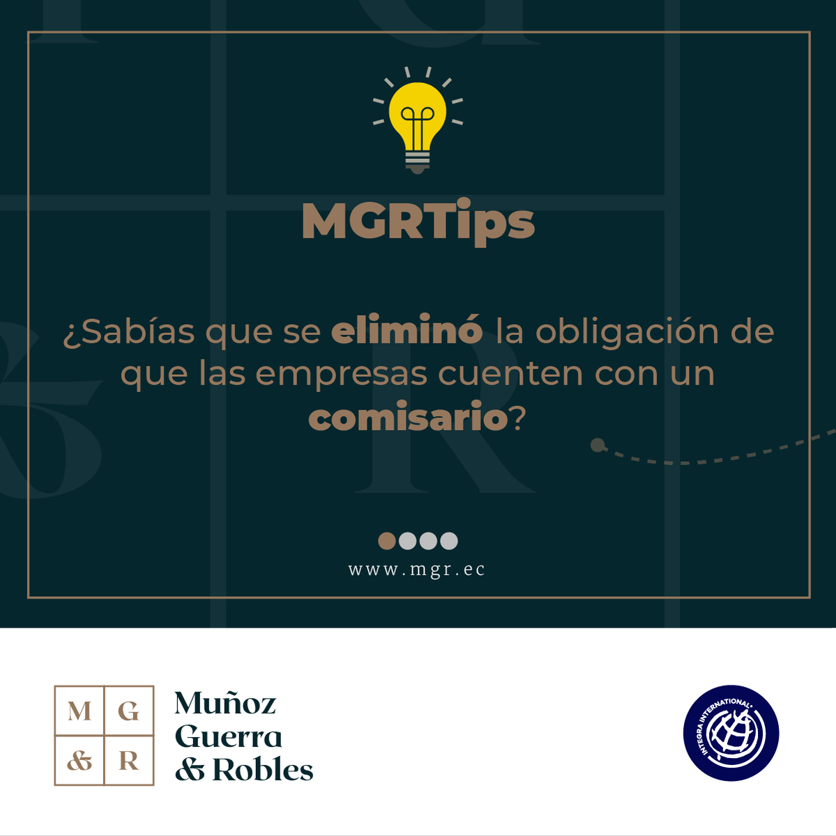 MGR_Ecuador's tweet photo. Nuevo #MGRTip ¿Estás al tanto de las implicaciones de la Reforma a la Ley de Compañías? Para más información visita nuestra página https://t.co/ic1OwCLXDj . #mgrecuador #integrainternational #empresas #quito #ecuador https://t.co/z0EIYX1wRr