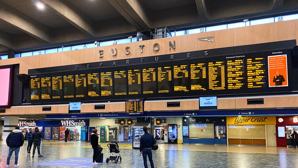 NRCPD's tweet photo. This is absolutely brilliant! 

London's Euston station goes live with British Sign Language screens to deliver up-to-date passenger information.

Messaging can be converted into British Sign Language in an hour and uploaded to the screens via 4G.

👏

https://t.co/Vmh4simtn5 https://t.co/b4unPXD781
