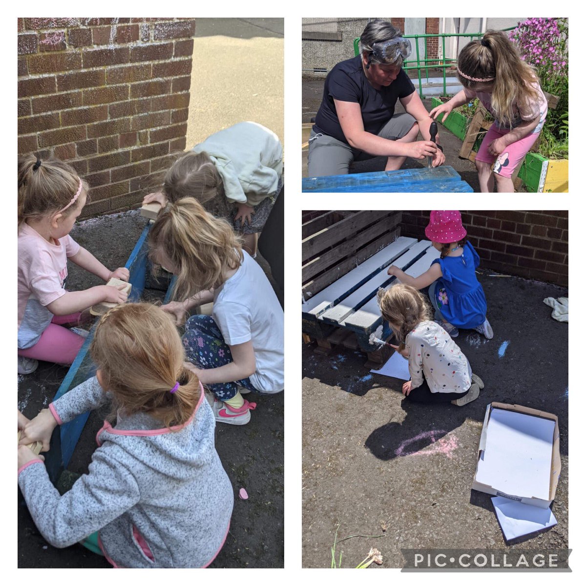 rosewell_ps's tweet photo. STEM in the ELC part 2 .  Once we have our design it is all hands on deck !  What a busy day we have had making our very own bench @MidEarly @STEMscotland #kindnessmidlothian https://t.co/yDt2VJTosm
