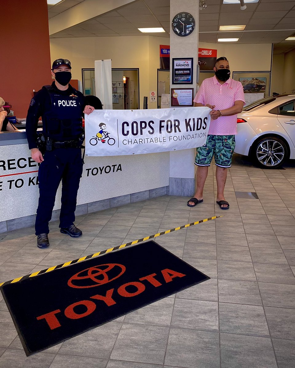 Volunteers with <a href="/CopsforKidsorg/">Cops for Kids</a> &amp; local #RCMP officers are responding to locations across the Central Okanagan to fake arrest those in a virtual jail &amp; bail fundraising event. <a href="/KelownaRCMP/">Kelowna RCMP</a>