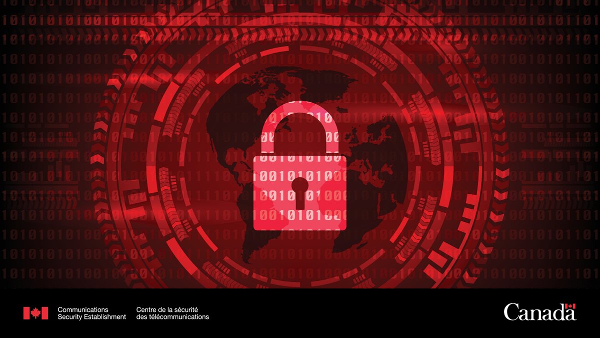 Lock icon in the centre with world map in the back. Red overlay with binary code.