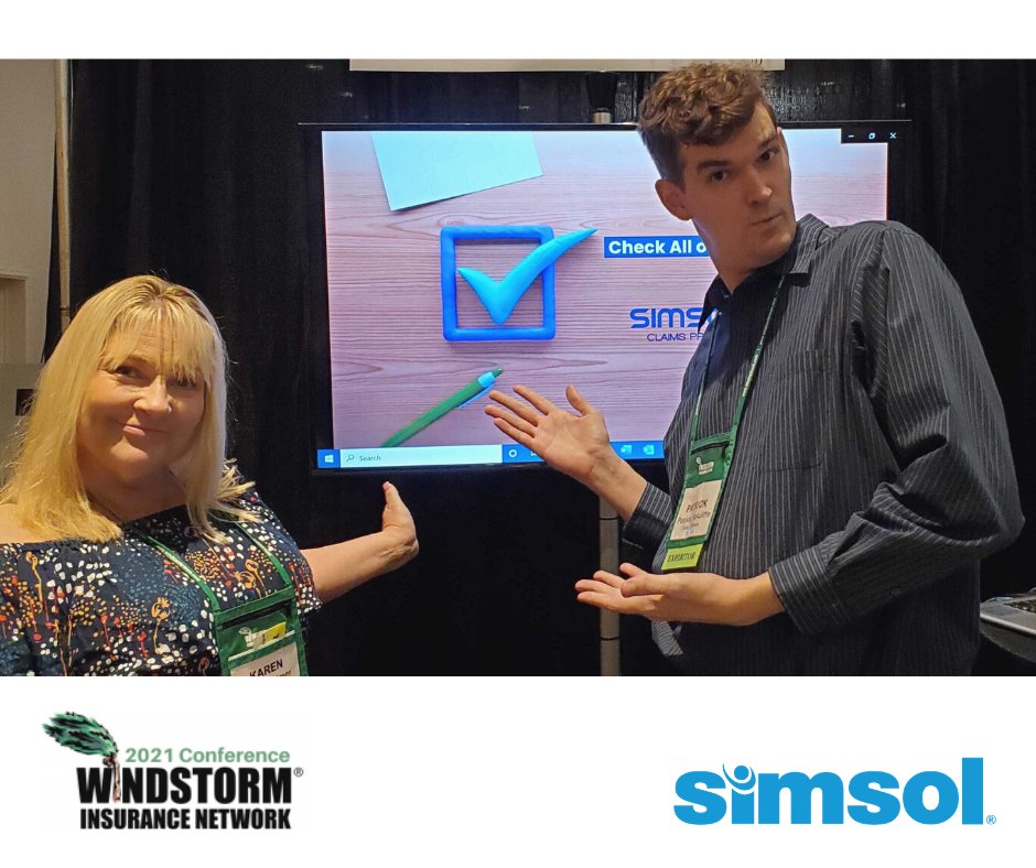 Simsol_Software's tweet image. Simsol's Danny S., Karen P., and Patrick M. at the #WIND2021 Conference. We had a great time meeting everyone and sharing a #sneakpeek of what's coming for the Claims Industry! Special #congrats to our booth prize winner, Tim M. of Time Machine Contracting and Restoration!