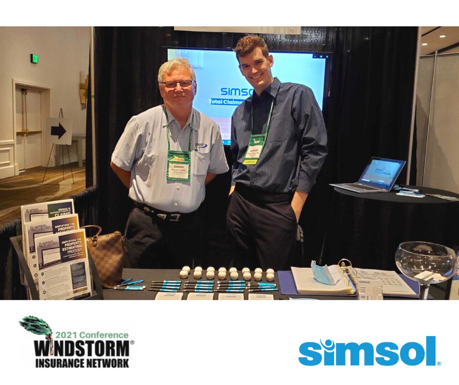 Simsol_Software's tweet image. Simsol's Danny S., Karen P., and Patrick M. at the #WIND2021 Conference. We had a great time meeting everyone and sharing a #sneakpeek of what's coming for the Claims Industry! Special #congrats to our booth prize winner, Tim M. of Time Machine Contracting and Restoration!