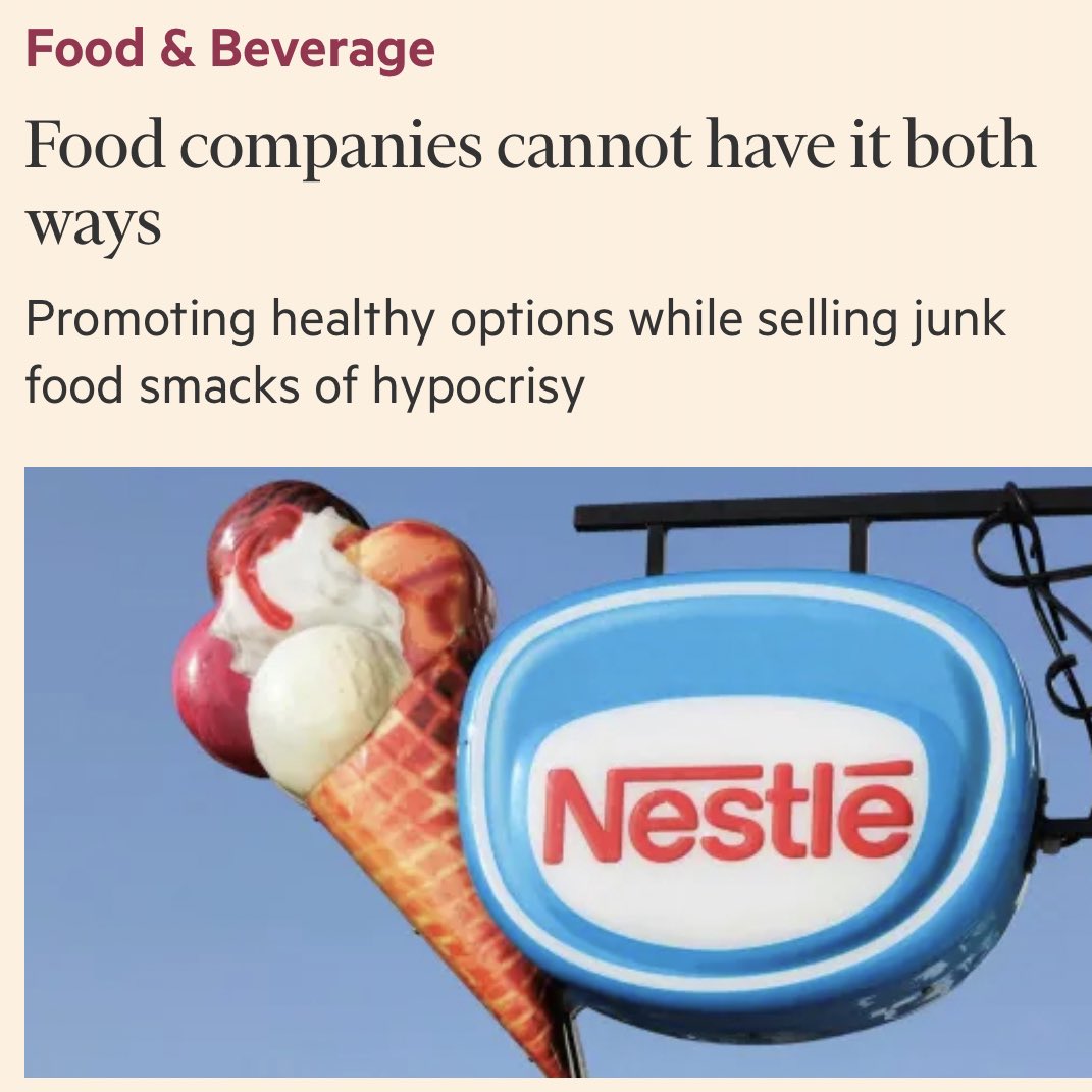 sudhvir's tweet photo. Insightful editorial from @FT on #bigfood; “Food companies can not have it both ways”
#commercialdeterminantsofhealth must be ‘on the menu’ for UN #FoodSystems
https://t.co/XTy0Crp9qz https://t.co/A5Zgvdx3cm