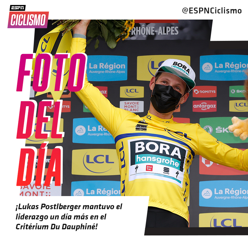 ESPNCiclismo's tweet photo. #ESPNCiclismo Un día más de amarillo, una jornada más de líder en el #CritériumDuDauphiné: ¡la #FotoDelDía es para Lukas #Postlberger! 👏🤩

https://t.co/JbTYGZDR0B https://t.co/PZdrBZ6u7L