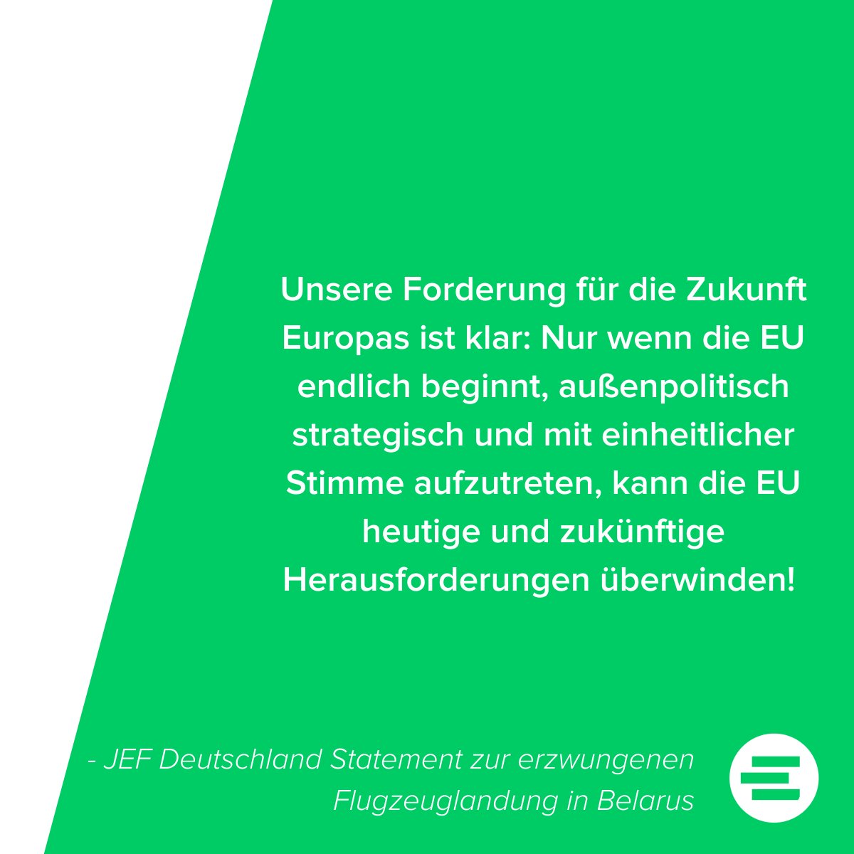 Am 23.05. hat die belarussische Regierung die Landung eines Passagierflugzeugs in Minsk erzwungen. Wir verurteilen dieses aggressive Vorgehen des Regimes. Unsere Forderung zur Zukunft Europas ist klar: Die EU muss außenpolitisch strategisch und mit einheitlicher Stimme sprechen!