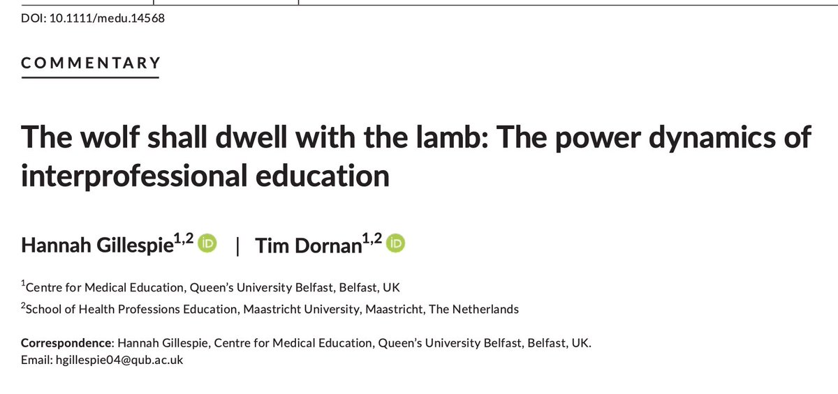 Interprofessional knotworking transcends boundaries between professions, allowing lambs rather than wolves to remove the boundaries that bedevil interprofessional education.

onlinelibrary.wiley.com/doi/10.1111/me…