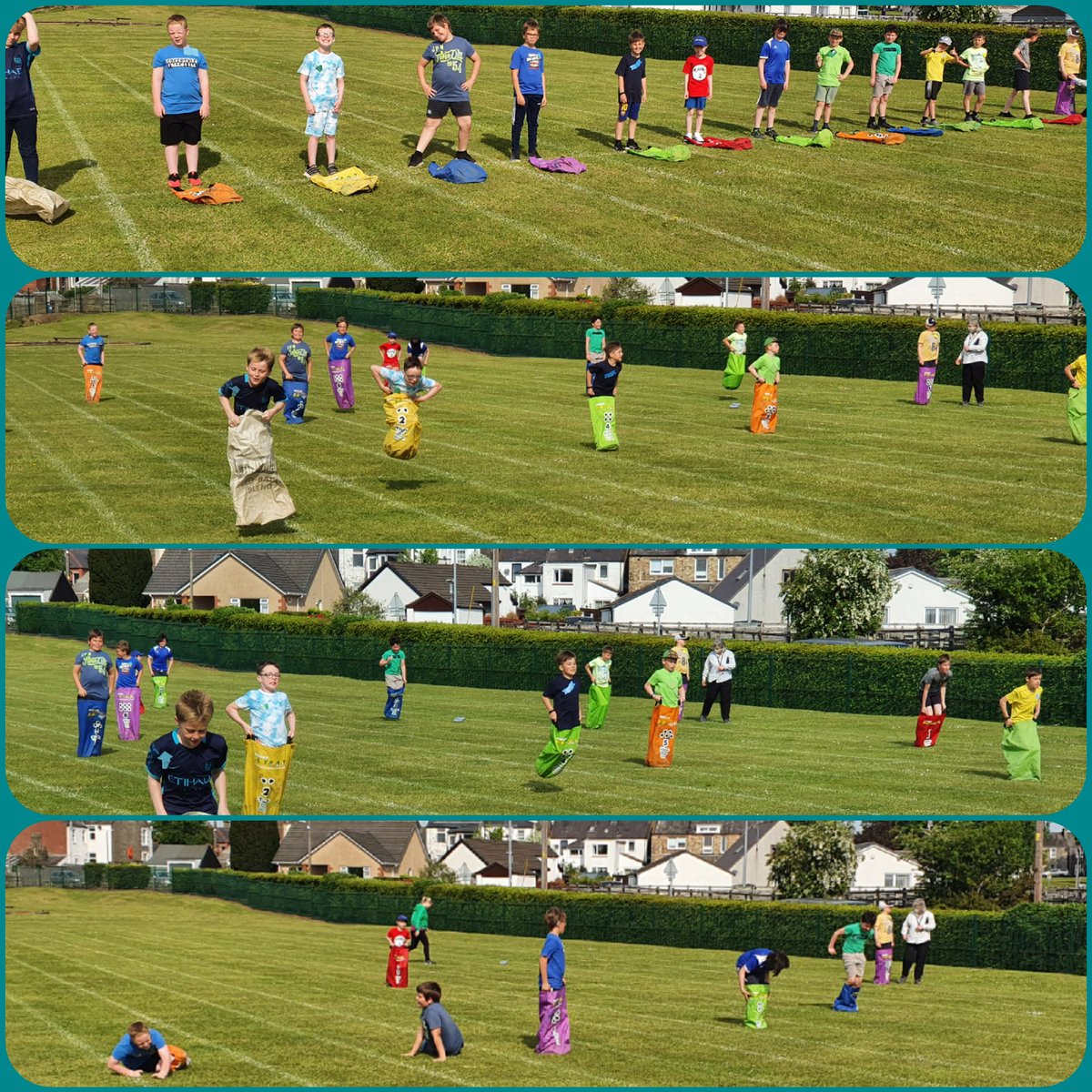 p5a_r's tweet photo. P5A Sports morning in the glorious sunshine! 🌞 Action shots from all the boys races and the winners! #cdpsdg7 https://t.co/AQwvXWYn21