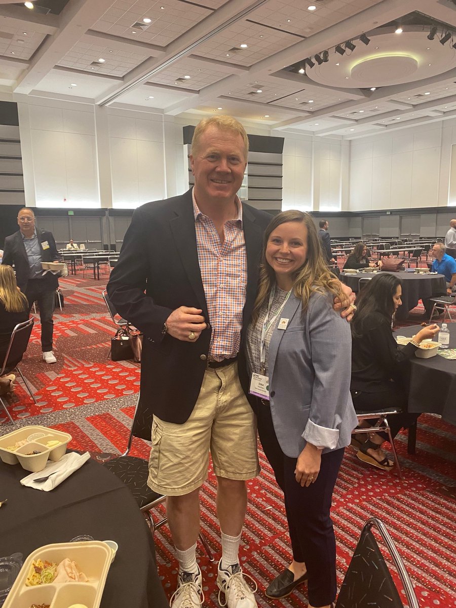 MeetInCoSprings's tweet photo. Dina got to eat lunch with the #MICCO2021 opening Keynote Speaker and former @Broncos linebacker, @KarlMecklenburg #AlbinoRhino https://t.co/56YQGNue4D