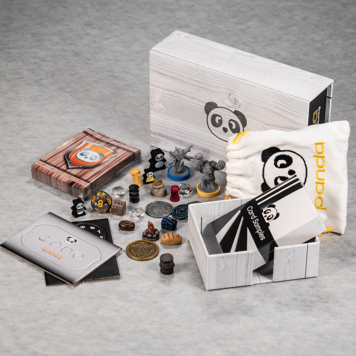 pandagm's tweet image. Many years ago, Panda pioneered making #pandatoolkits so people could get a good look and feel for our component quality. Since then, toolkits have become a standard in the industry. Our 2017 toolkit included resin &amp;amp; plastic pieces from a few games. Any you recognize? :)