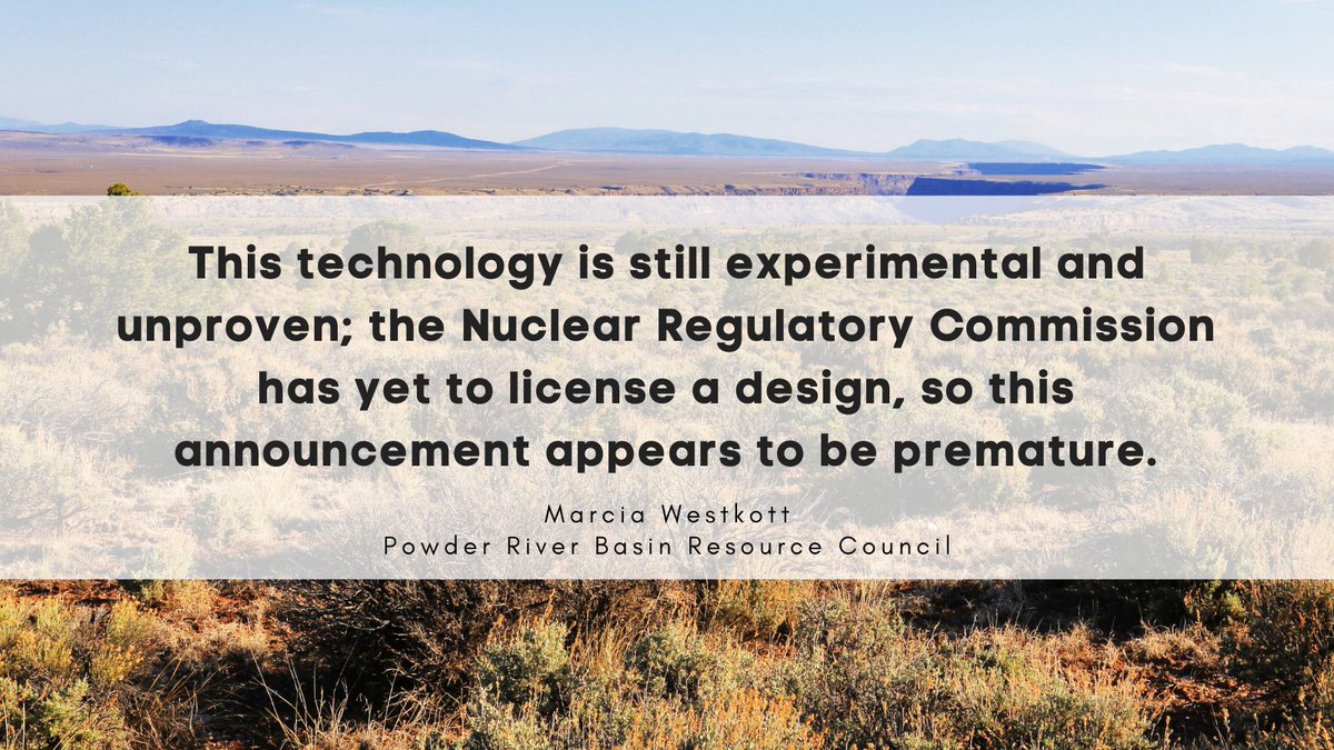PRBResCouncil's tweet image. Powder River Chair Marcia Westkott - questions abound on WY plan to build a #nuclearenergy facility - cost, impact to #ratepayers, water &amp;amp; waste. Diverts attention from current crisis of #jobs, revenue &amp;amp; economic diversity bit.ly/PRstatnuclear