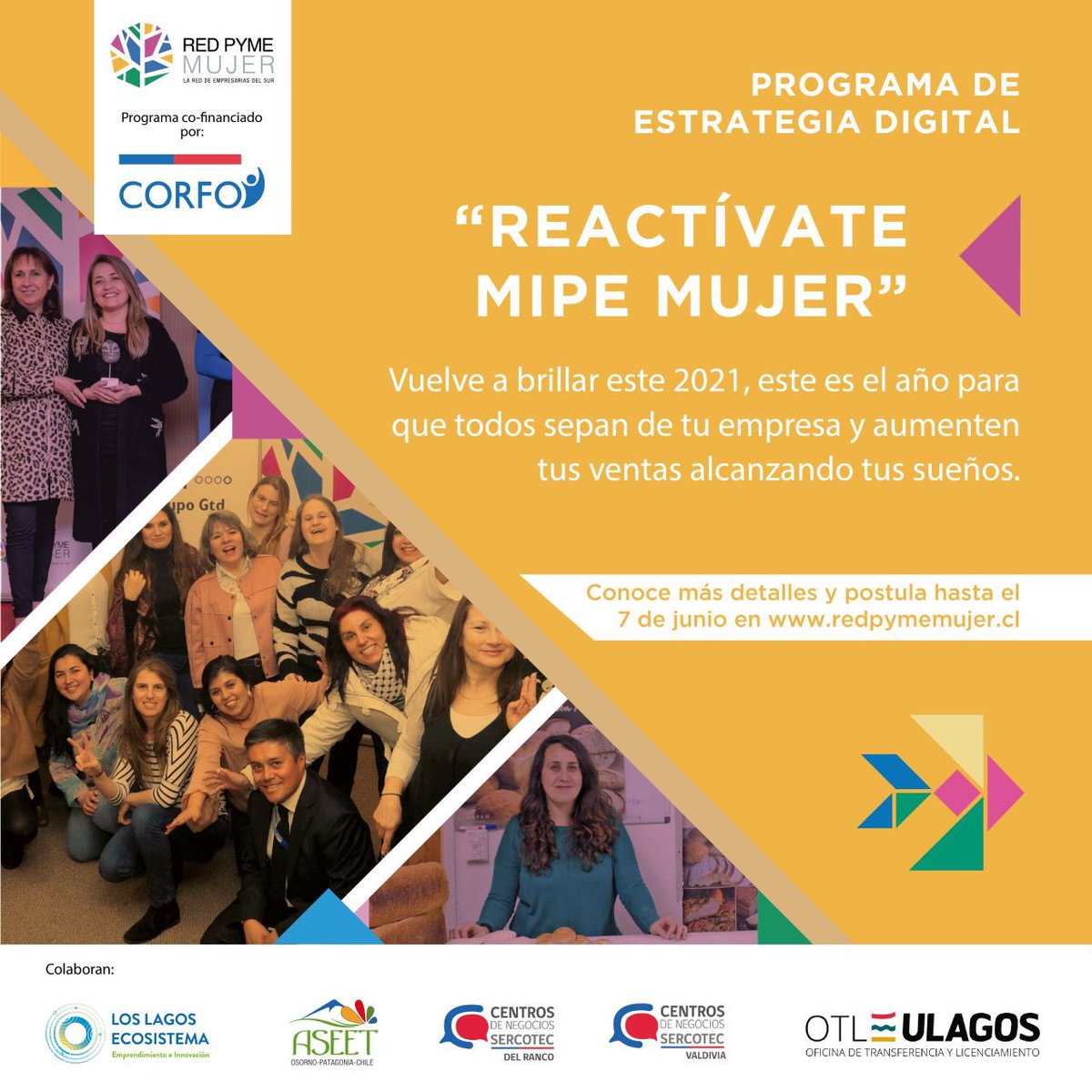 RedPymeMujer's tweet image. Empresarias de Los Lagos y Los Ríos, desarrolla tu estrategia digital y aumenta tus ventas, visita nuestra web redpymemujer.cl para inscripciones y más info 💪🏼