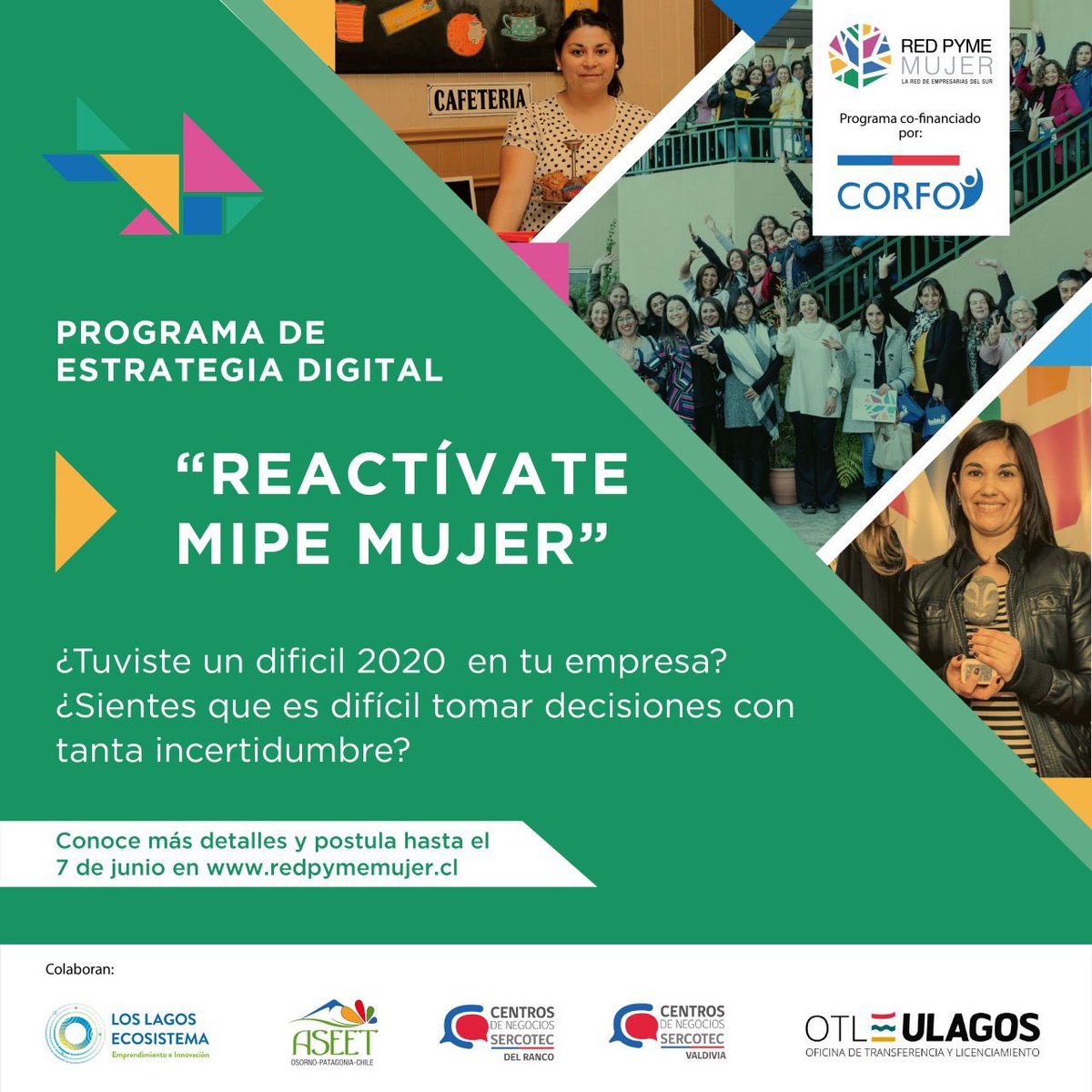 Empresarias de Los Lagos y Los Ríos, desarrolla tu estrategia digital y aumenta tus ventas, visita nuestra web redpymemujer.cl para inscripciones y más info 💪🏼