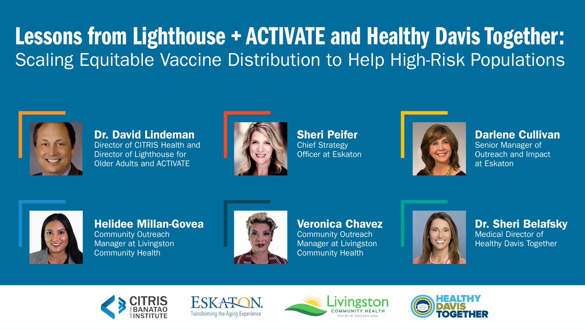 WATCH NOW: Join the conversation about #vaccinedistribution for high-risk populations with @CITRISNews’ CITRIS Health. Hear what we’ve learned by executing #equitybased vaccine initiatives in CA and learn how to leverage our approach to #vaccineequity: bit.ly/3vrENmf