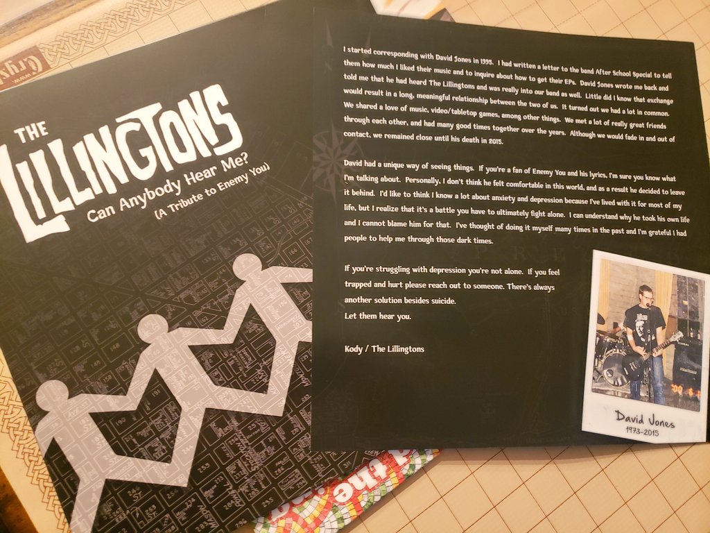 markw_27's tweet photo. Received my copy of The Lillingtons "Can Anybody Hear me?" Cover album of one of my favorite bands, Enemy You. I remember where I was in Vegas in the summer of 2004 when I first heard "City of Lost Children."

Get this record. @RedScare #Lillingtons #EnemyYou #RIPDavidJones https://t.co/7Wr0RbdyQQ