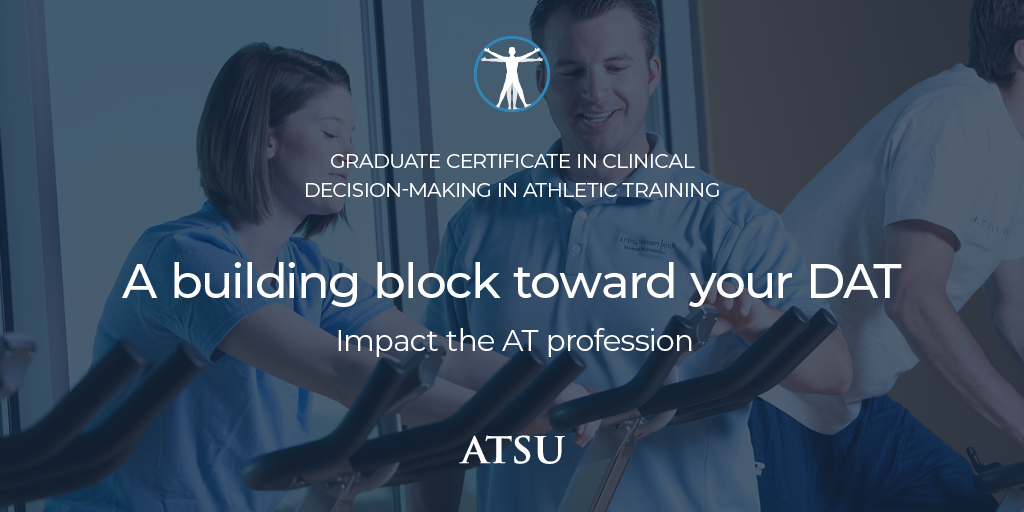 ATprograms_ATSU's tweet photo. Gain advanced clinical decision-making skills to determine the effectiveness of athletic training practice.
Learn more about our Graduate Certificate in Clinical Decision-Making: https://t.co/e99XVKyYoh
#AthleticTraining #ATSU #DAT #ATProfessionals https://t.co/ihIaWjZq3T