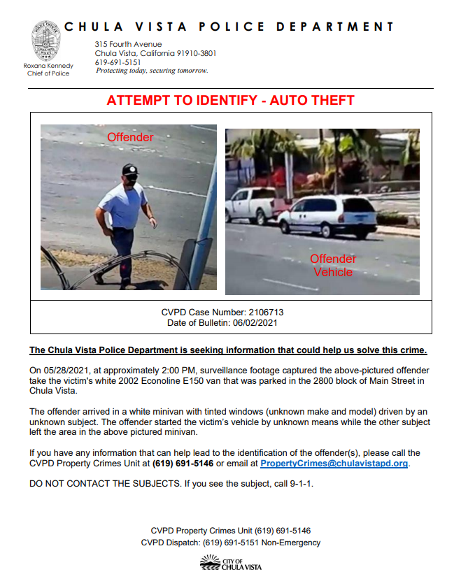 Chula Vista Police Department on Twitter "We are seeking information