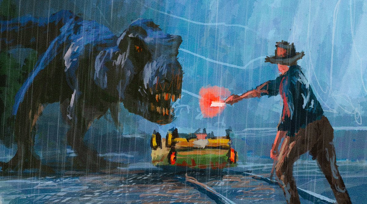 dadozilla's tweet photo. The brush I used VS the painting I made with it. Is this a thing? I'm making it a thing. #digitalart #Illustration #filmstudy #brushvspainting https://t.co/JljmXQasv4
