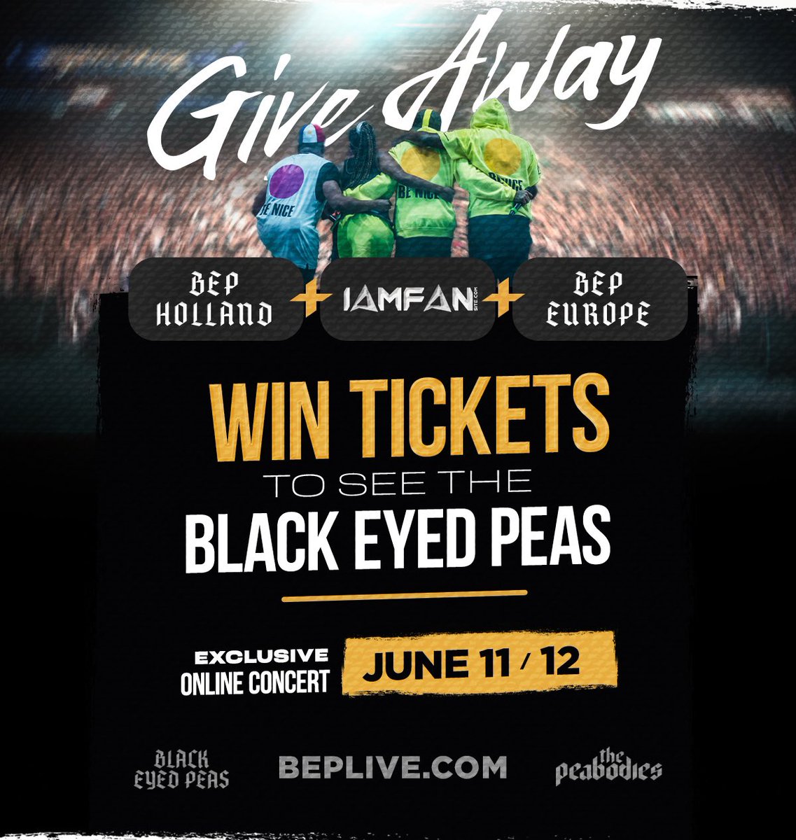 IamFanSite's tweet photo. We are giving away a 🎟 Ticket for the live stream concert by the Black Eyed Peas @bep on 11/12th June (check for your time zone!) -- More Info on our Instagram!! 📸 👇 https://t.co/Daj2kuVAhP