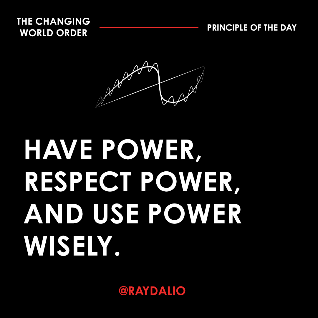 RayDalio's tweet photo. The following principle about power is important. It helps us reflect on dynamics behind conflicts, including the geopolitical conflicts between countries, the political conflicts within countries, the conflicts between &amp; within organizations, &amp; the conflicts between people. 1/2 https://t.co/jhKu9dd0mu