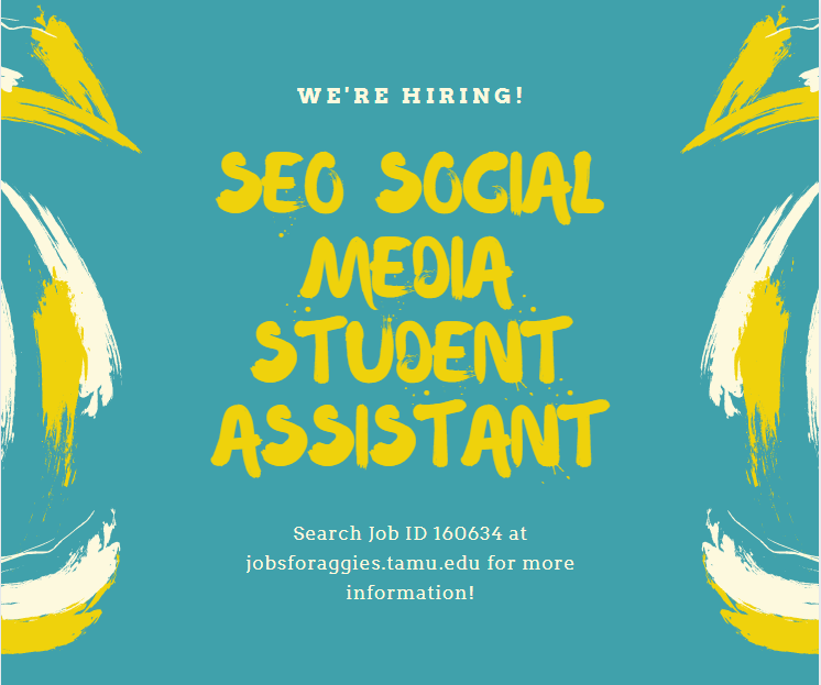 JobsforAggies's tweet photo. Aggies, the Student Employment Office is hiring! Visit https://t.co/H34LVVO3SR and search for Job ID 160634 to learn more about our Social Media Student Assistant position. #WantToWorkWednesday #JobsForAggies https://t.co/YUIRitWh8Y