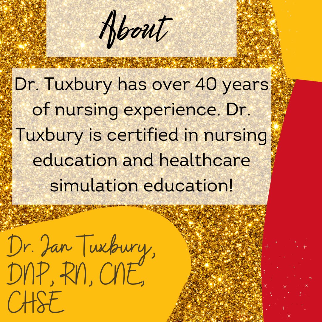 nursingfsu's tweet image. With over 40 years of nursing experience, Dr. Tuxbury utilizes her experience as a nurse practitioner, certified nurse educator, along with certified health simulation educator to help students learn to improve their teaching with simulation. Find out more tomorrow at 5:30! 🌟