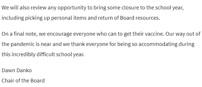 "Some of you may be pleased with this provincial decision, others may have hoped for a different outcome. At HWDSB, we were ready to welcome students in June, but we accept this direction."

Read our Chair's Message, which is a part of our COVID-19 Update: hwdsb.on.ca/blog/hwdsb-cov…