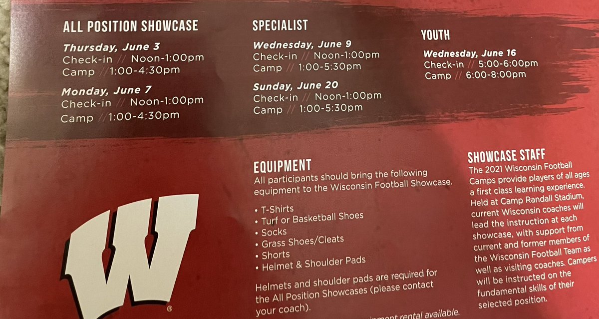 Excited to participate in the Wisconsin Badgers showcase tomorrow June 3!