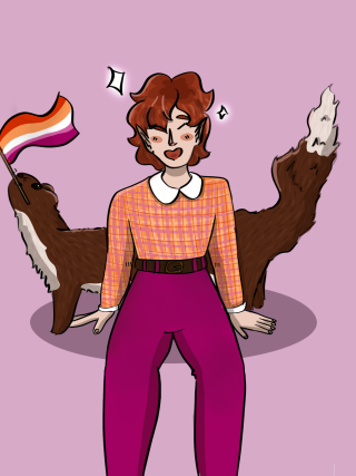 rollplaylead's tweet photo. Here is our 1st NPC/PC:

Meet Rubie! She is a high elf ranger. She identifies as lesbian. She was once a follower of a religious cult. Now she travels with her friends &amp; giant weasel, Stinky. She hopes to soon marry the love of her life, Dana.

#PRIDE #dnd #inclusivity https://t.co/hUIHxSvbWO