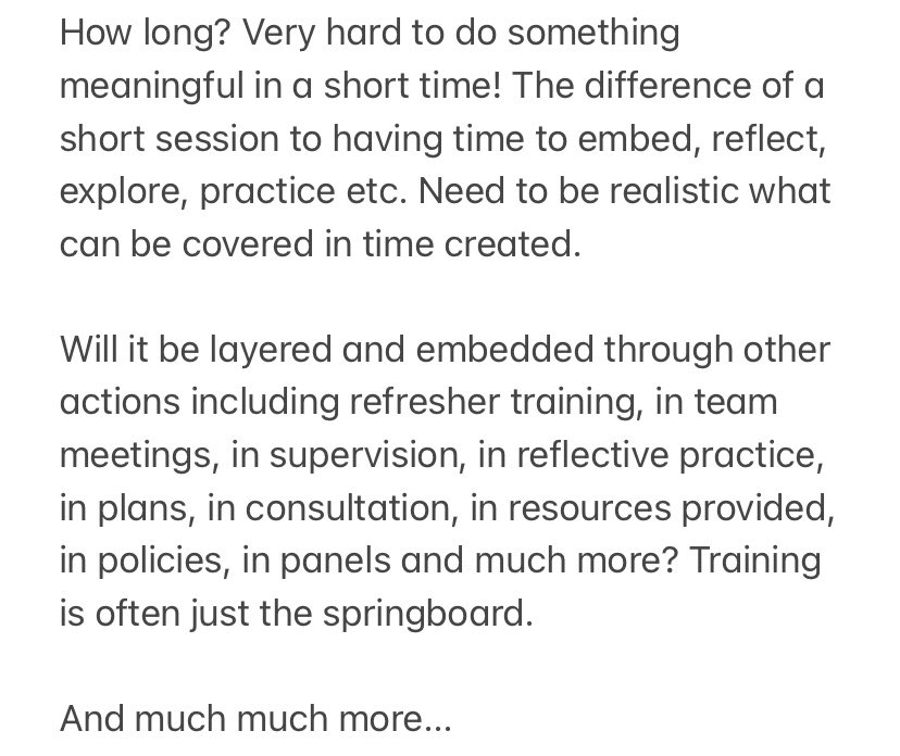 Emails about please can we have training in “trauma informed” practice. Some things to be mindful of. By no means exhaustive or prescriptive. Trauma informed is so often used as a buzz word, a tick box, and a checklist.