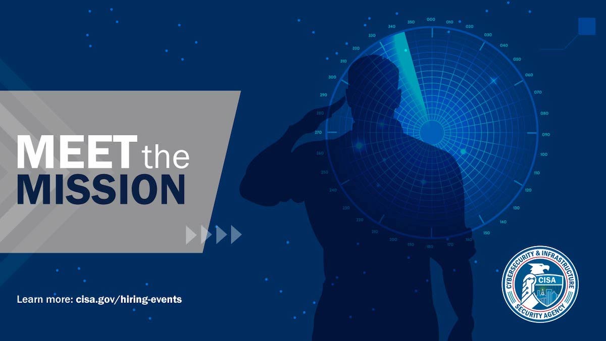 ClearanceJobs's tweet photo. Working at CISA:
CISA is seeking veterans to Meet the Mission and join their growing team! #EmployeroftheWeek
Learn more: https://t.co/I2GwBEaM9l https://t.co/xfqKEmcoFb