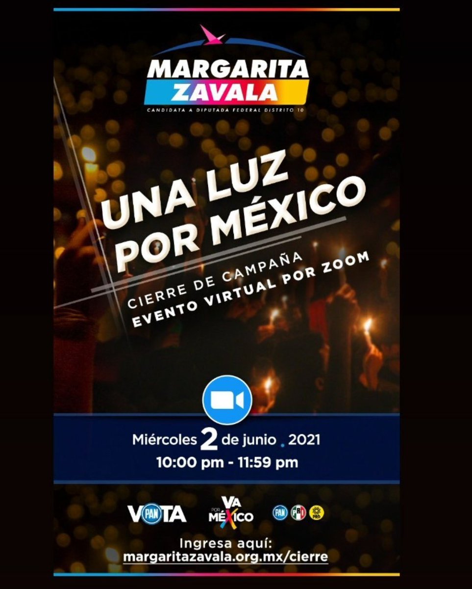 ConMAZ2018's tweet photo. HOY no se pierdan el cierre virtual de la campaña de @Mzavalagc a las 10pm, los esperamos!! #VaPorMexico #MargaritaAlCongreso https://t.co/woY5gjaOX5