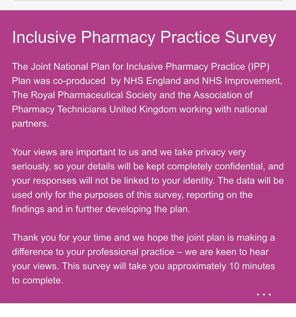 <a href="/keithridge1/">Keith Ridge</a> <a href="/rpharms/">Fred Smith</a> @APTUK1 <a href="/TheGPhC/">GPhC</a> <a href="/PrimaryCareNHS/">We are Primary Care</a> <a href="/BolaOwolabi8/">Bola Owolabi</a> <a href="/RaoMala/">Mala Rao</a> <a href="/GHPPharmacy/">The Guild of Healthcare Pharmacists</a> @UKBPA1 <a href="/the_pda/">The PDA</a> .Please kindly help us with this simple survey — evaluating the Joint Inclusive Plan (for developing &amp; embedding inclusive professional practice into our daily practice) with a view to addressing some of the prevailing health inequalities of today👇🏽

forms.office.com/pages/response…