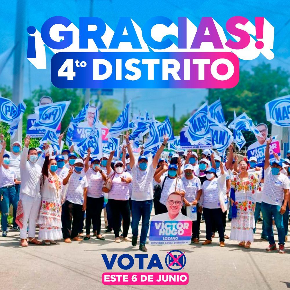 victorlozanop's tweet photo. ¡Gracias vecinas y vecinos del #4toDistrito! 🤜🏻🤛🏻
Esta gran campaña fue por y para ustedes, sigamos haciendo equipo y trabajemos en unidad para continuar logrando #MásMérida para todos. ¡Con su apoyo y respaldo este domingo 6 de junio vamos a ganar!
#VotaVíctorHugo https://t.co/4Jxuo6iTPA