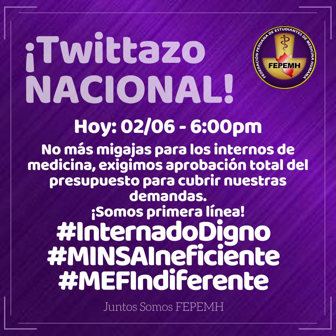Yeraldi14732660's tweet photo. Se sigue retrasando el inicio de internado. Y encima de todo, aun se sigue sin vacunar a los rezagados. Cuanto mas se nos va pisotear? 
SOLO EXIGIMOS NUESTROS DERECHOS
#InternadoDigno 
#LineamientosYa
#MINSAIneficiente 
@ougarteu @Minsa_Peru https://t.co/jwvbc5mUxW