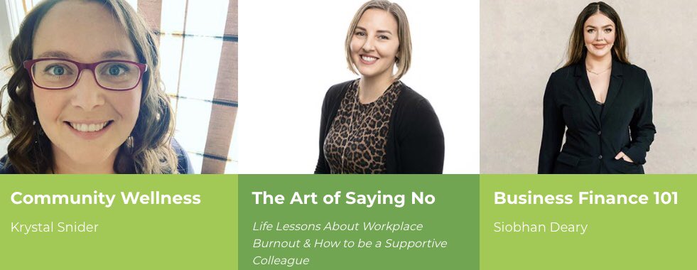 ENGAGE Session Highlight: Join us TOMORROW at 12:45PM for ”The Art of Saying No: Life Lessons About Workplace Burnout &amp; How To Be A Supportive Colleague with Tarilyn Bartels, “Business Finance 101 with Siobhan Deary or “Community Wellness” with <a href="/ksnider22/">Krystal she/her</a>! eventbrite.ca/e/nextniagara-…