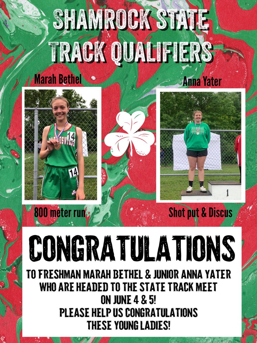 BHStrack20's tweet photo. Wishing BEST OF LUCK to Marah &amp; Anna at the State Track Meet!! 💪🏼☘️❤️ https://t.co/b2qSkbiR6D
