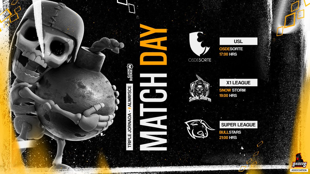 Match Day | #CR

Tenemos 3 interesantes partidos en donde buscaremos imponernos 💪🏻

🏆 @OsDeSorteTeam
🆚️ @OficialUSL1

🏆 <a href="/X1League/">X1 League</a>
🆚️ <a href="/SnowStormeSport/">Snow Storm</a>

🏆 <a href="/SuperLeagueGam1/">Super League Gaming 🌟</a>
🆚️ <a href="/BullStars_/">𝗕𝘂𝗹𝗹𝗦𝘁𝗮𝗿𝘀™</a>

#AlwaysCE #RaidersForever