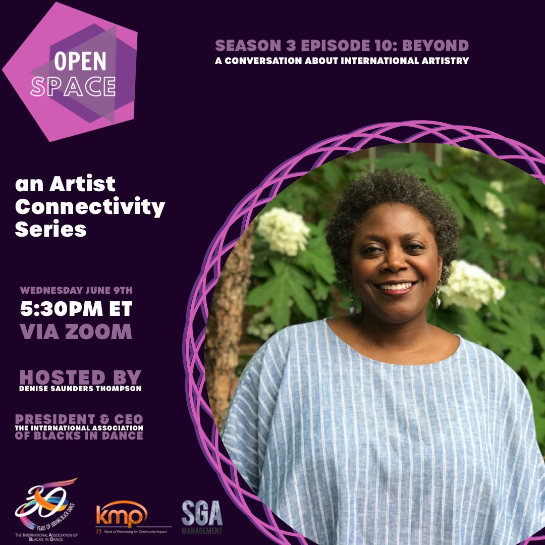 Save The Date!

Open Space Season 3 Episode 10- BEYOND: A Conversation About International Artistry

Wednesday, June 9th with host Denise Saunders Thompson (President &amp; CEO, #IABD)

Join the conversation every Wednesday at 5:30PM ET via Zoom iabdassociation.org/openspace
#IAMBLACKDNCE