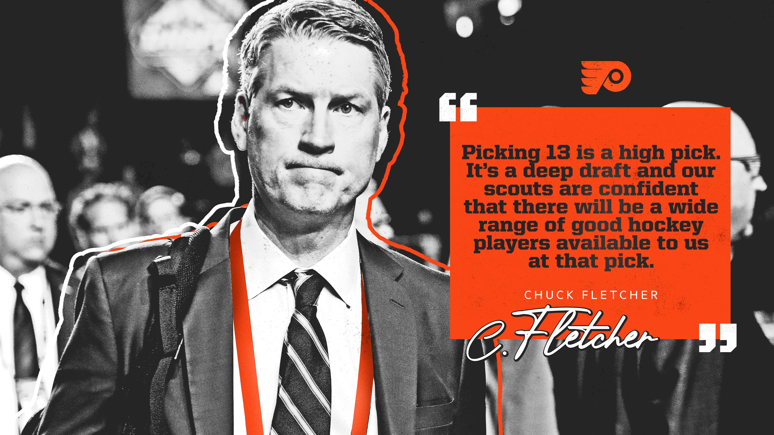 Philadelphia Flyers on Twitter: &quot;Flyers GM Chuck Fletcher on picking 1️⃣3️⃣th overall in the upcoming #NHLDraft. https://t.co/QcEZZHzh3S&quot; / Twitter