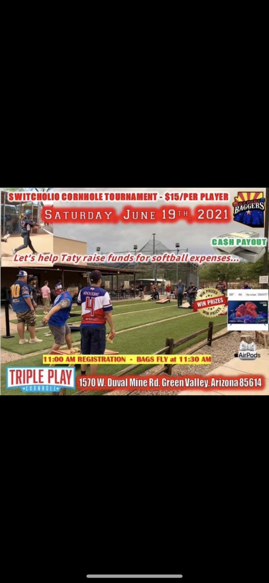 My Nephew Jesus is throwing a cornhole tournament to raise money for Taty to play in Colorado and Florida