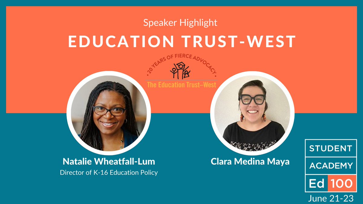 ed100_'s tweet photo. Universal public education = Preparing each student for their future. Hear from EdTrust-West how education challenges are not the same for every student at the Ed100 Academy for Student Leaders, June 21-23. #studentleaders #ed100ca Apply by 6/14! @nataliewheatlum @EdTrustWest https://t.co/GY12uTUtHF