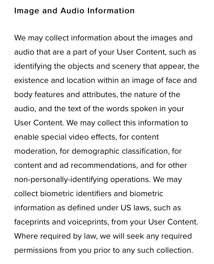 I thought everyone should know TikTok collects biometric data like “faceprints” and “voiceprints” #privacy #TikTok #CyberSecurity