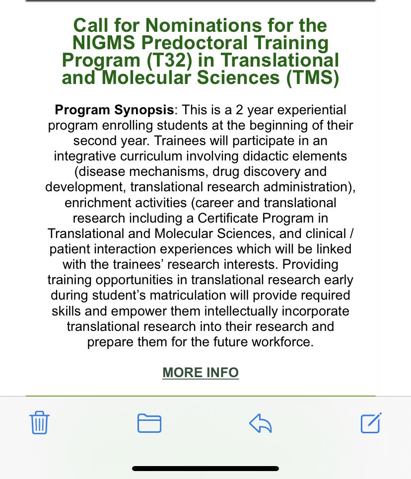 Excited to co-direct the new and improved predoctoral T32 in translational and molecular sciences!! If you are a gbs student interested in a translational graduate experience, please apply!! @uabmedicine @UABPathology @UAB_GBS @UABgradschool @UAB_CANBio @UABNeuroEng @UAB_Biochem