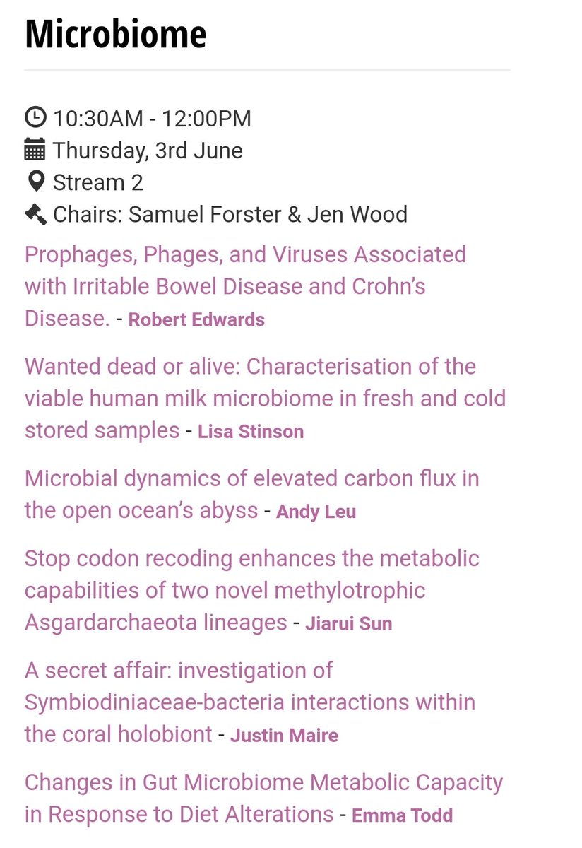 Lucyleef's tweet image. Stellar lineup in Stream 2 for #2021ASM #microbiome session!

Kicking off with @linsalrob talking #phages, #IBD and #Crohns